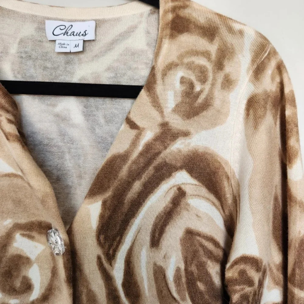Chaus 'Rose' Silk Angora Acrylic Button Front Cardigan Size M - Picture 2 of 8